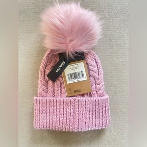 The North Face Youth Oh Mega Fur Pom Beanie Hat  • Pink • NWT